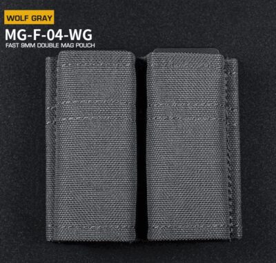 WST FAST Type 9mm Pistol Magazine MOLLE Double Pouch – Grey