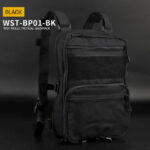 WST MOLLE Tactical FLAT Backpack – Black