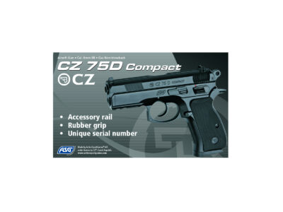 ASG CZ 75D Compact GNB Pistol (Fixed Slide) - Black - obrazek 3