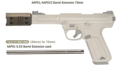 AA CNC Barrel Extension Silencer AAP01 / AAP-01C (70 mm) - Tan - obrazek 2