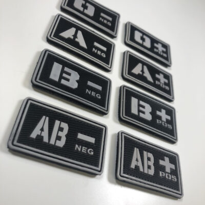 Alternative view of Blood patch 0 NEG - TYPE A - black/white