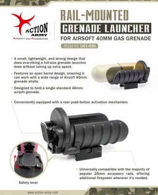 AA Mini RIS Rail Grenade Launcher for 40mm Grenade - Black - obrazek 4
