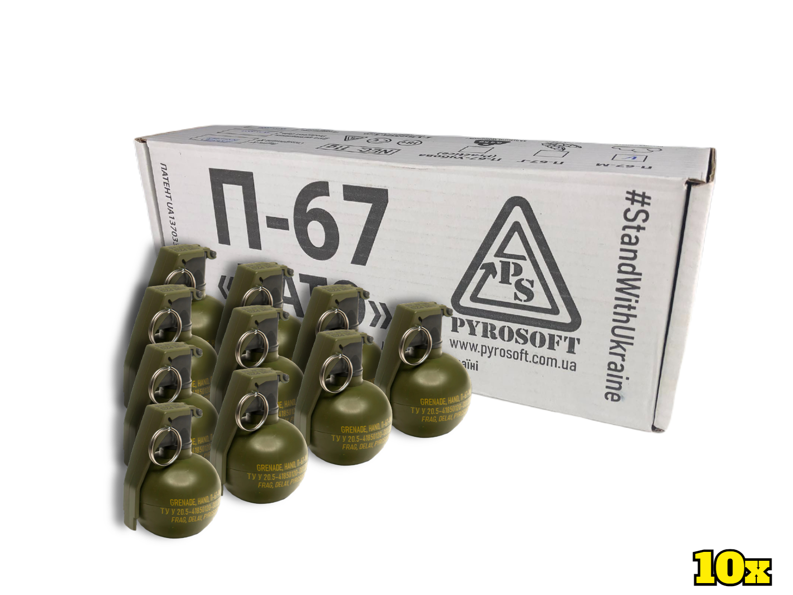 PYROSOFT 10x P-67M NATO Airsoft Hand Grenade (Chalk) - Green OD-A-P-67M-10 asgbox.pl PYROSOFT 10x P-67M NATO Airsoft Hand Grenade (Chalk) - Green