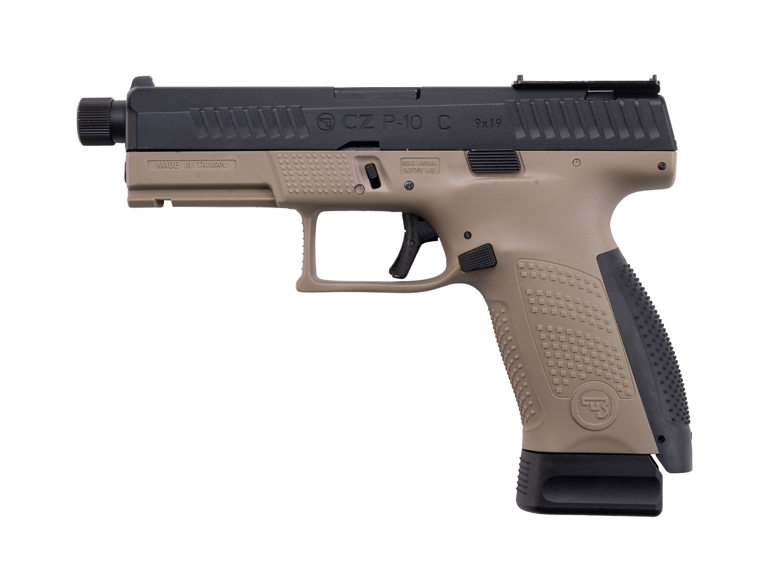 ASG CZ P-10C OR-OT CO2 Blowback, metal slide - Black/Tan OD-A-ASG348 asgbox.pl ASG CZ P-10C OR-OT CO2 Blowback, metal slide - Black/Tan