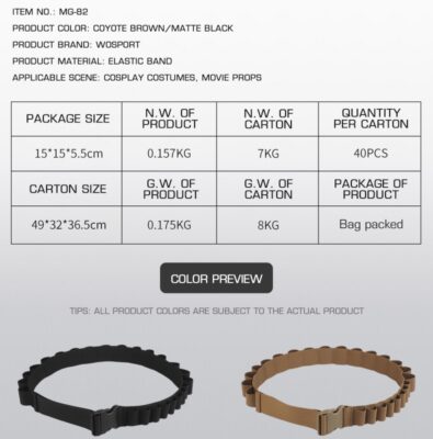 WST Bandolier Belt for 16× 40mm Grenade Shell – Coyote - obrazek 2
