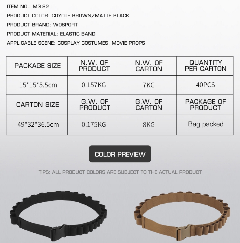 WST Bandolier Belt for 16 pcs 40mm Grenade Shell - Black OD-A-WOSP212-BK asgbox.pl WST Bandolier Belt for 16 pcs 40mm Grenade Shell - Black - obrazek 2