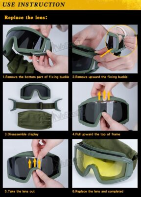 WST Desert Storm Goggles, 3 Lenses set - Black - obrazek 5