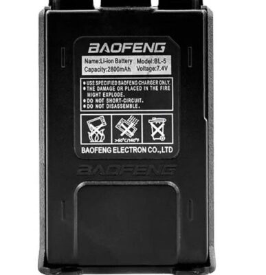 Li-Ion Battery for the Baofeng UV-5R Radio, 2800 mAh with USB-C charging