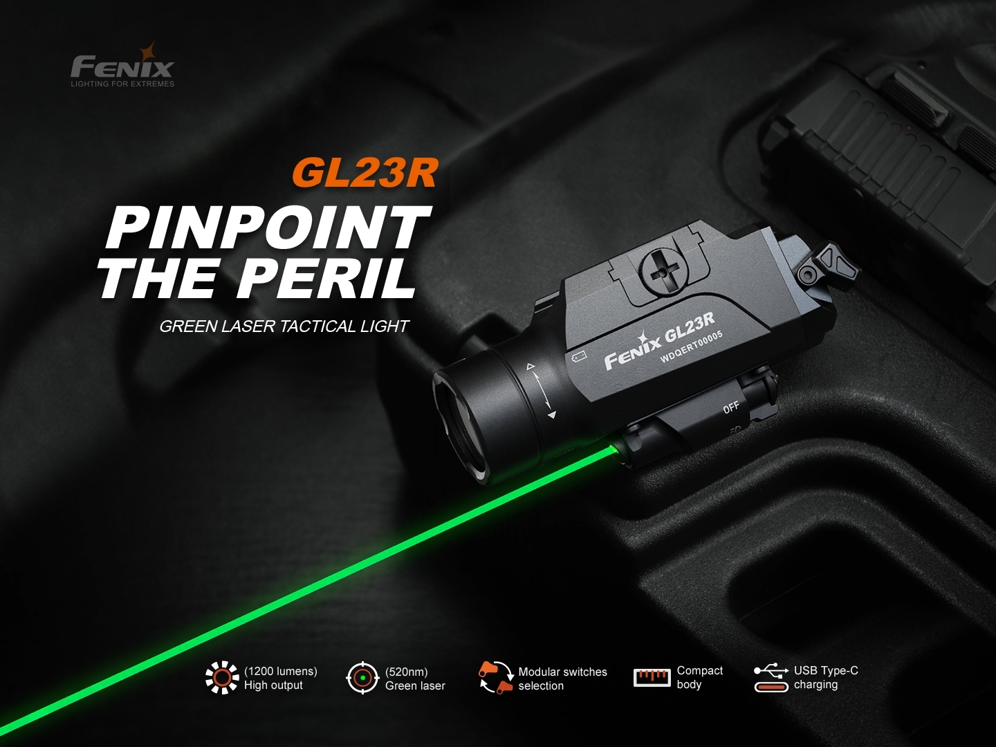 FENIX GL23R TACTICAL LIGHT WITH Green LASER SIGHT OD-A-GL23R asgbox.pl FENIX GL23R TACTICAL LIGHT WITH Green LASER SIGHT - obrazek 2