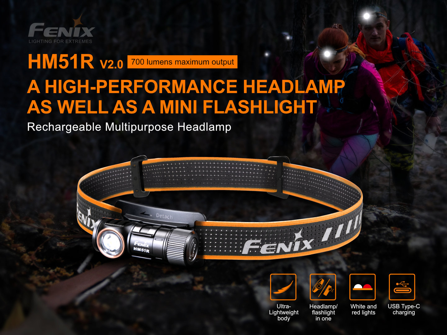 FENIX HM51R Ruby V2.0 RECHARGEABLE HEADLAMP - Full Black HM51RV20ABL asgbox.pl FENIX HM51R Ruby V2.0 RECHARGEABLE HEADLAMP - Full Black - obrazek 2