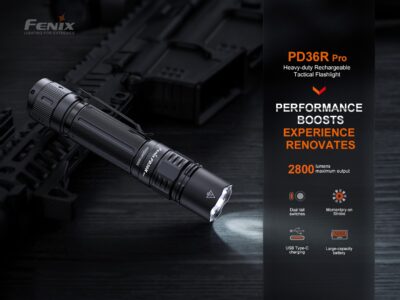FENIX Rechargeable LED Flashlight PD36R PRO - Black - obrazek 4