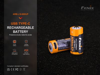 FENIX Rechargeable USB-C Battery RCR123A 3.6V - 800 mAh - obrazek 5