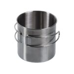 MIL-TEC Stainless Steel Mug with Folding Handle, 800 ml - Silver