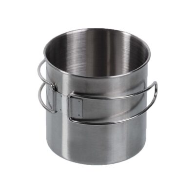 MIL-TEC Stainless Steel Mug with Folding Handle, 800 ml - Silver