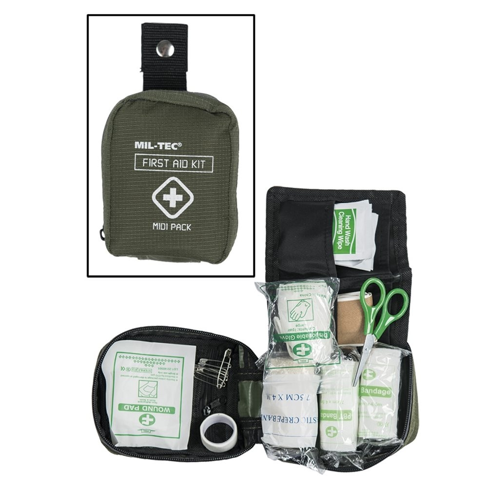 MIL-TEC FIRST AID KIT - MIDI PACK - Green OD-A-MILT185-OD asgbox.pl MIL-TEC FIRST AID KIT - MIDI PACK - Green