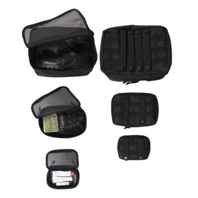 Alternative view of MIL-TEC Set of MOLLE Zippered Pouches with Mesh, 3 Pieces - Black
