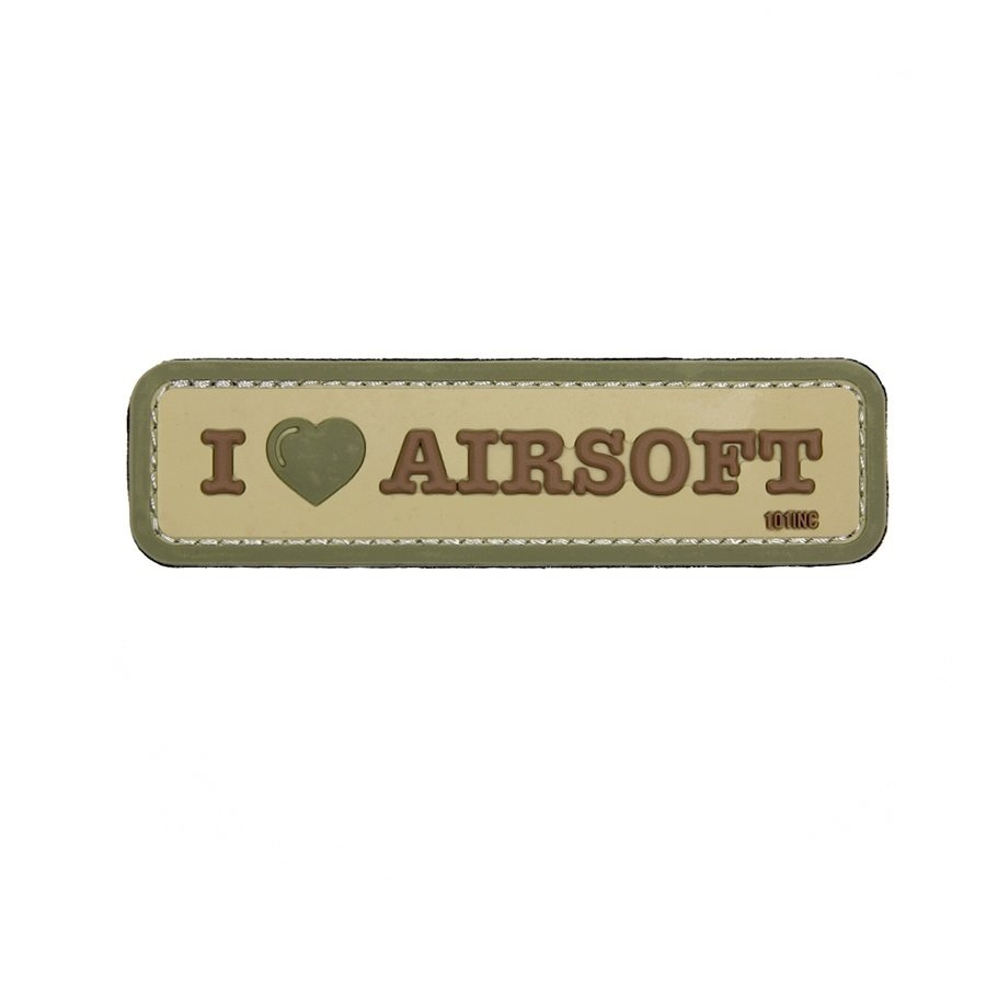 101INC 3D PVC Patch I LOVE AIRSOFT - Coyote OD-A-444130-4081 asgbox.pl 101INC 3D PVC Patch I LOVE AIRSOFT - Coyote