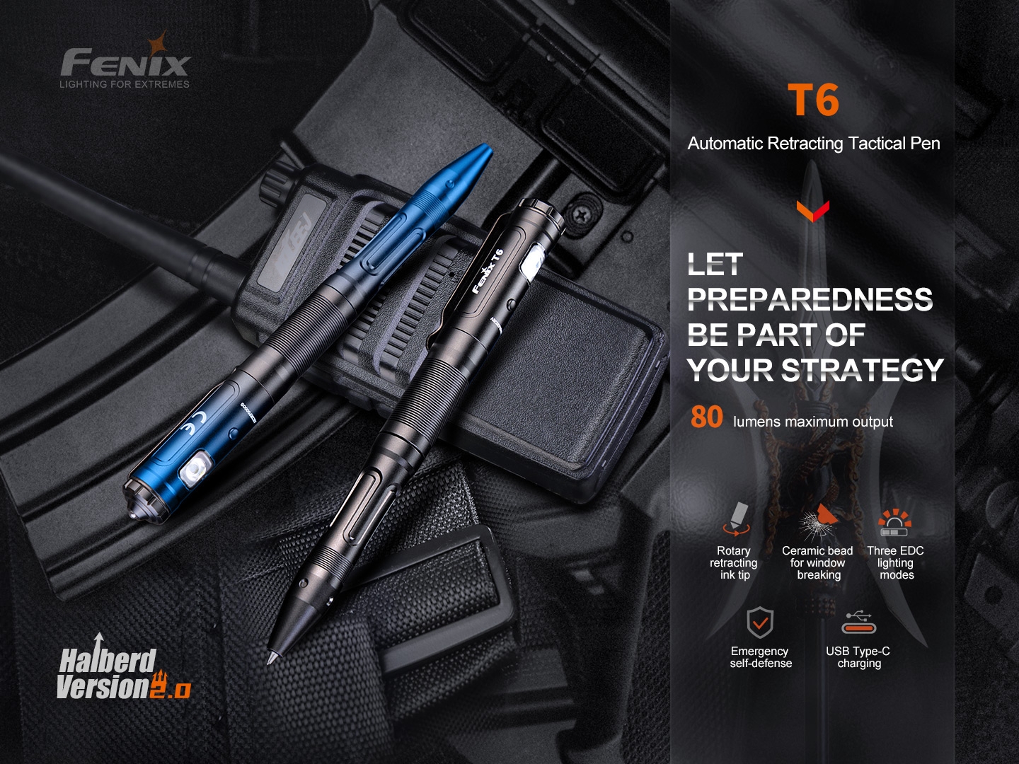 FENIX T6 Tactical Pen with LED Flashlight - Blue OD-A-T6ALBLUE asgbox.pl FENIX T6 Tactical Pen with LED Flashlight - Blue - obrazek 3