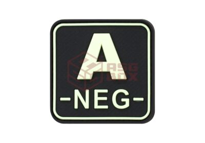 JTG Bloodtype Square Rubber Patch A Neg Glow