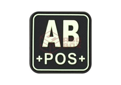 JTG Bloodtype Square Rubber Patch AB Pos Glow