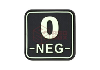 JTG Bloodtype Square Rubber Patch 0 Neg Glow