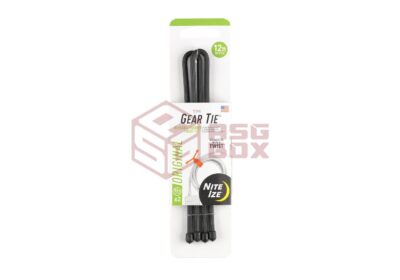 Nite Ize Gear Tie Reusable Rubber Twist Tie 12" 2pcs Black