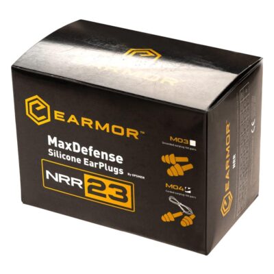 Earmor MaxDefense Silicone Cord Ear Plugs NRR28 100 Pairs Box Orange OD-TM-12734802000 asgbox.pl