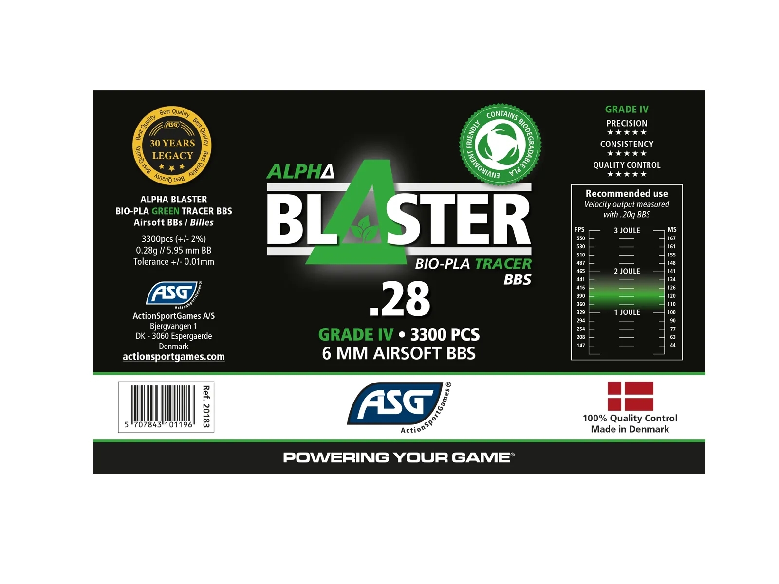 ASG BIO BBs ALPHA Blaster PLA Tracer 0,28g, 3300 BBs - Green OD-A-ASG373 asgbox.pl ASG BIO BBs ALPHA Blaster PLA Tracer 0,28g, 3300 BBs - Green - obrazek 3