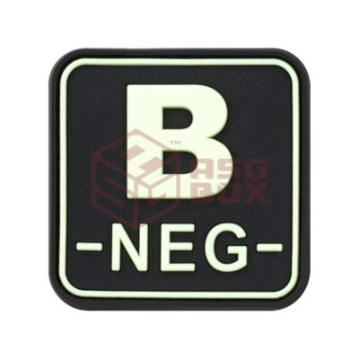 JTG Bloodtype Square Rubber Patch B Neg Glow