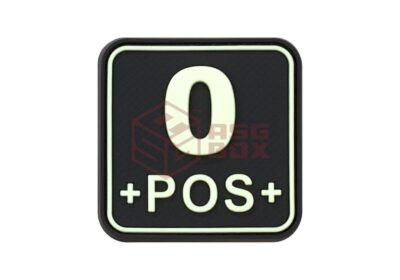 JTG Bloodtype Square Rubber Patch 0 Pos Glow