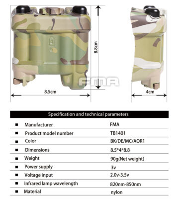 FMA PVS-31 Functional NVG Battery Case with IR Beacon - Black - obrazek 9