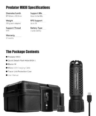 AceTech PREDATOR MKIII (BLASTER MS) QD Tracer Suppressor - Black - obrazek 7