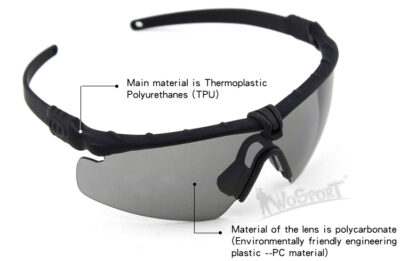 WST Shooting Glasses MA-69, Smoke Visor – Black - obrazek 6