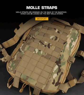 WST MOLLE Tactical FLAT Backpack – Black - obrazek 6