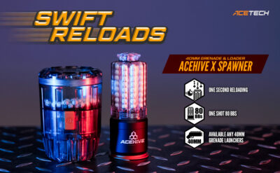 AceTech AceHive 40mm Gas Grenades, 80 BBs (2 pcs) and SPAWNER Loader - Transparent - obrazek 10