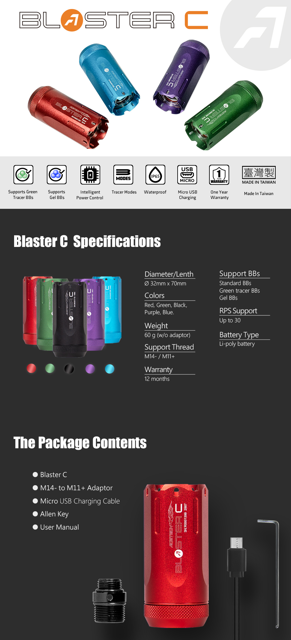 AceTech BLASTER C Tracer Unit with Muzzle Flame - Red OD-A-PAT0650-R-001 asgbox.pl AceTech BLASTER C Tracer Unit with Muzzle Flame - Red - obrazek 7