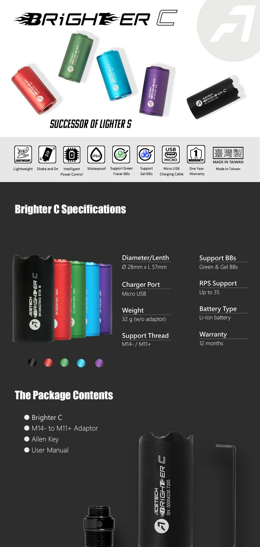 AceTech BRIGHTER C Tracer Unit - Green OD-A-PAT0530-GN-001 asgbox.pl AceTech BRIGHTER C Tracer Unit - Green - obrazek 7