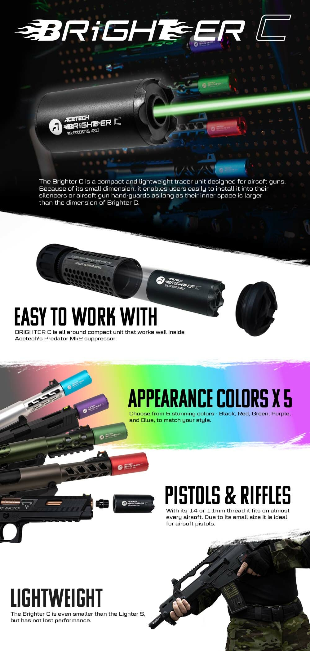 AceTech BRIGHTER C Tracer Unit - Blue OD-A-PAT0500-BU-002 asgbox.pl AceTech BRIGHTER C Tracer Unit - Blue - obrazek 6