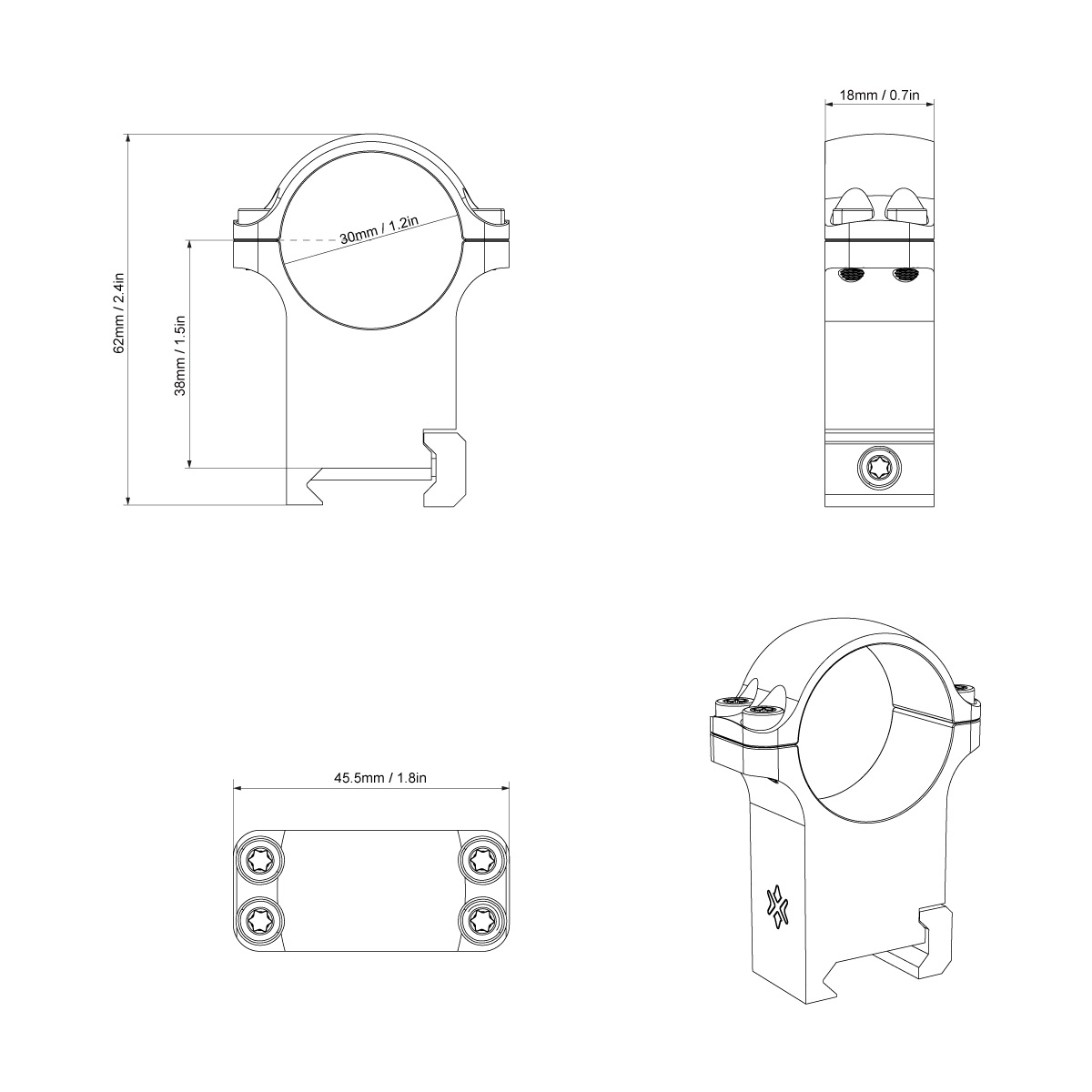 VO 30mm Steel Mounting Rings, High - Black OD-A-XASR-S13 asgbox.pl VO 30mm Steel Mounting Rings, High - Black - obrazek 8