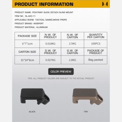WST Picatinny Quick Detach Sling Mount - Tan WOSP215-TAN asgbox.pl