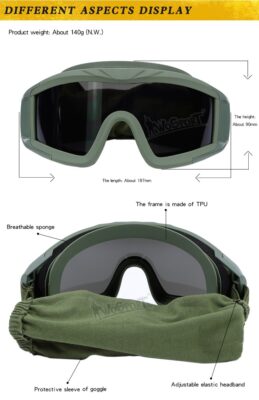 WST Desert Storm Goggles, 3 Lenses set - Tan - obrazek 7