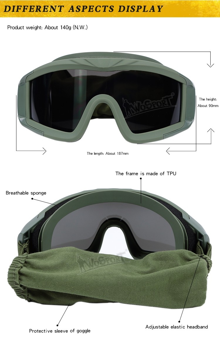 WST Desert Storm Goggles, 3 Lenses set - Green OD-A-WOSP35-OD asgbox.pl WST Desert Storm Goggles, 3 Lenses set - Green - obrazek 6