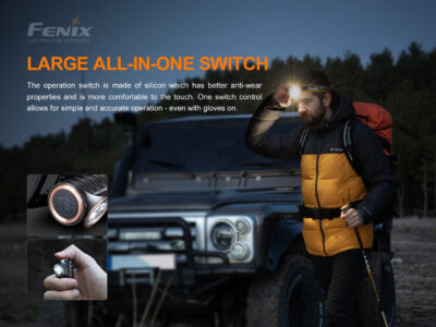 FENIX HM51R Ruby V2.0 RECHARGEABLE HEADLAMP - Full Black - obrazek 7