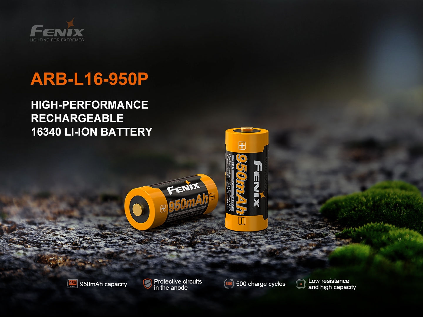 FENIX Rechargeable USB-C Battery RCR123A 3.6V - 800 mAh OD-A-FERCR123A800UP asgbox.pl FENIX Rechargeable USB-C Battery RCR123A 3.6V - 800 mAh - obrazek 10