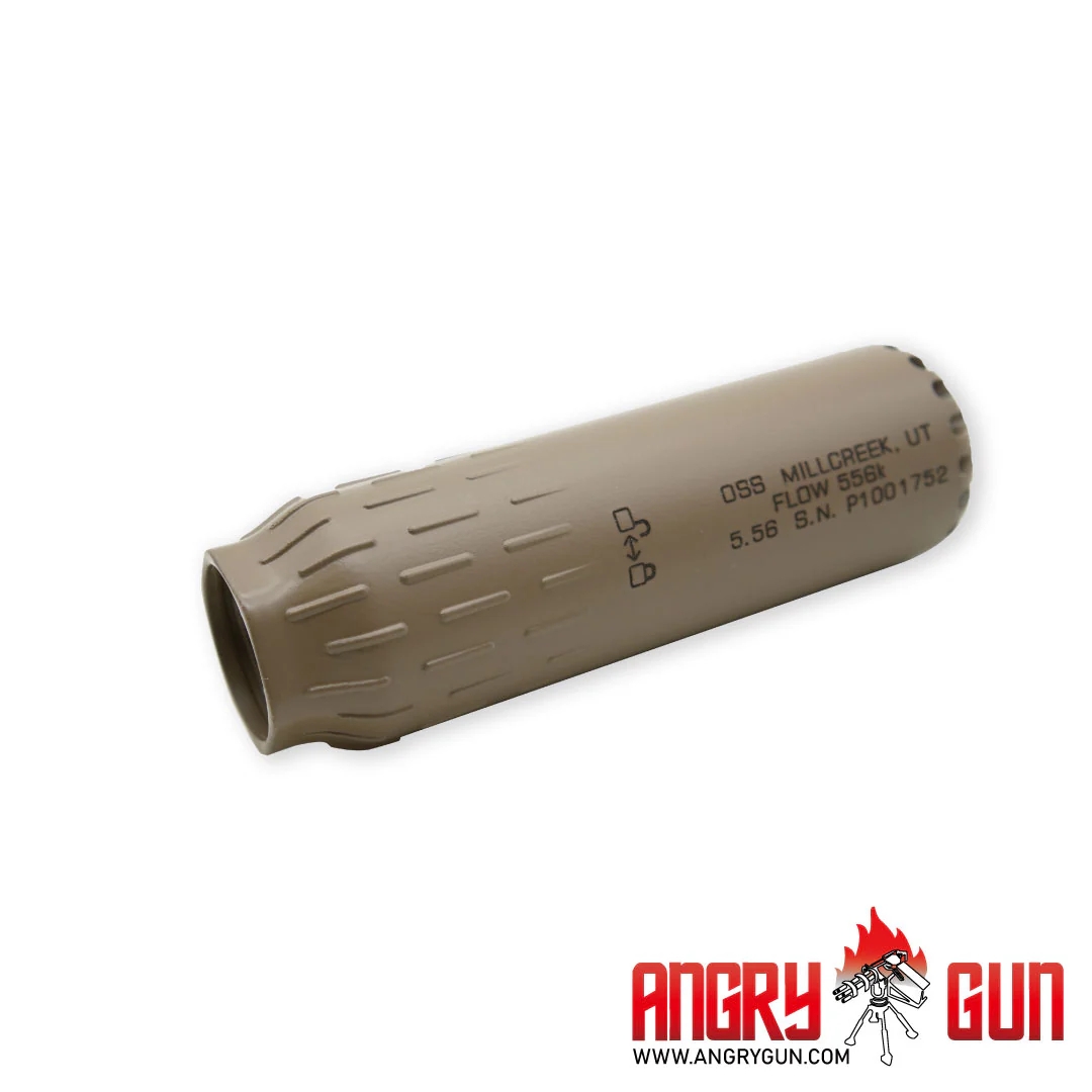 Angry Gun FLOW 556K 3D Printed Steel Suppressor - Tan OD-A-F556D-FDE asgbox.pl Angry Gun FLOW 556K 3D Printed Steel Suppressor - Tan