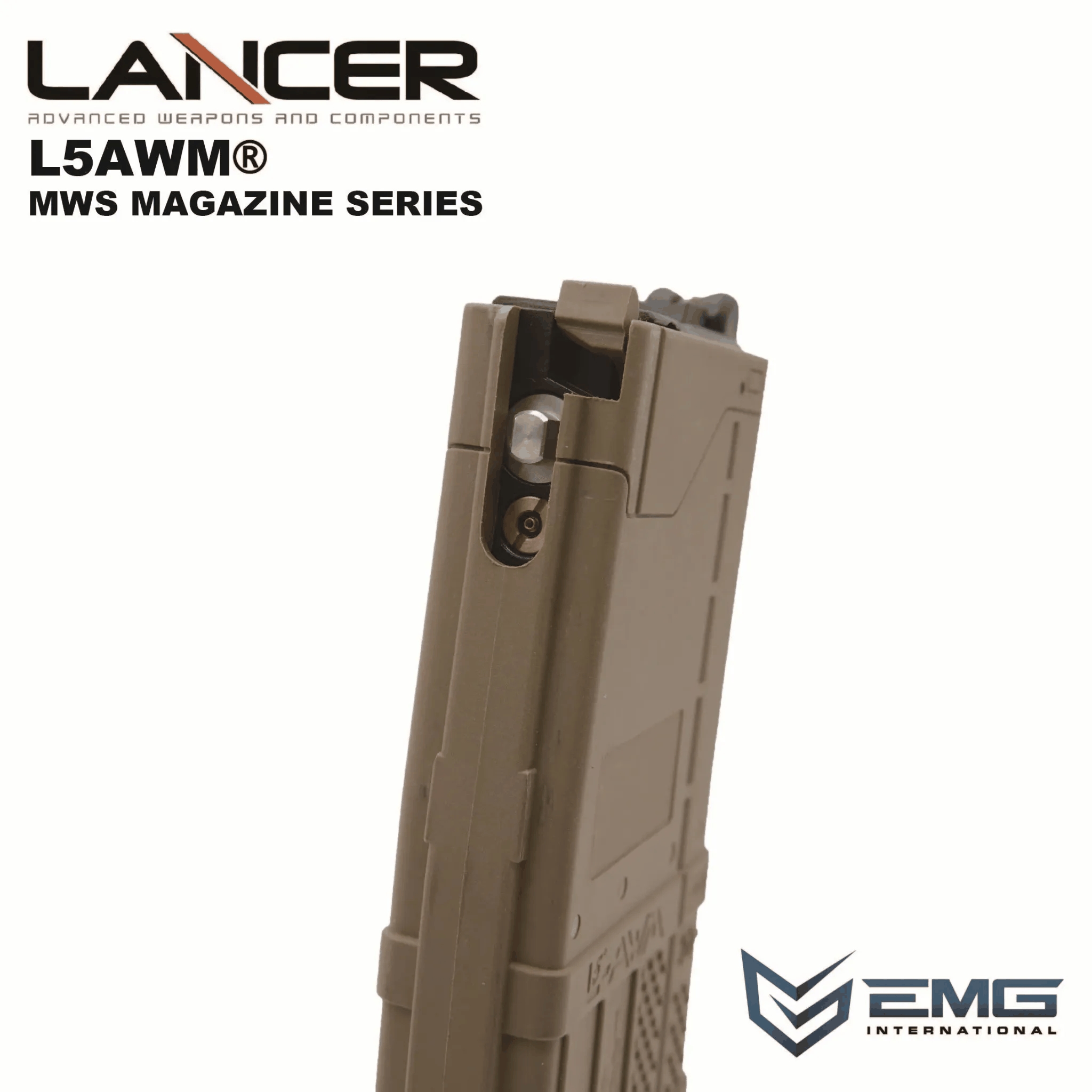 Angry Gun Lancer L5AWM V2 Gas Magazine for TM MWS, 35 BBs - Tan OD-A-LMWSM-556-FDE asgbox.pl Angry Gun Lancer L5AWM V2 Gas Magazine for TM MWS, 35 BBs - Tan - obrazek 4