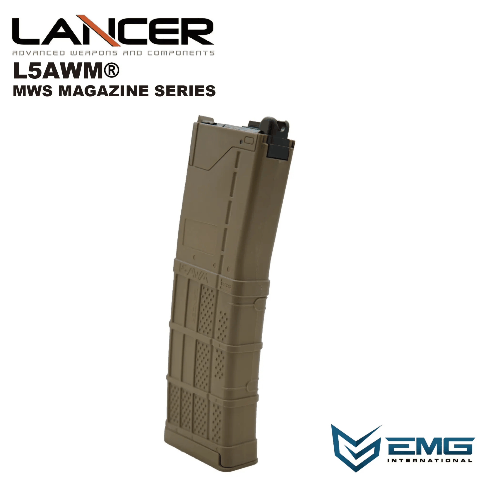 Angry Gun Lancer L5AWM V2 Gas Magazine for TM MWS, 35 BBs - Tan OD-A-LMWSM-556-FDE asgbox.pl Angry Gun Lancer L5AWM V2 Gas Magazine for TM MWS, 35 BBs - Tan
