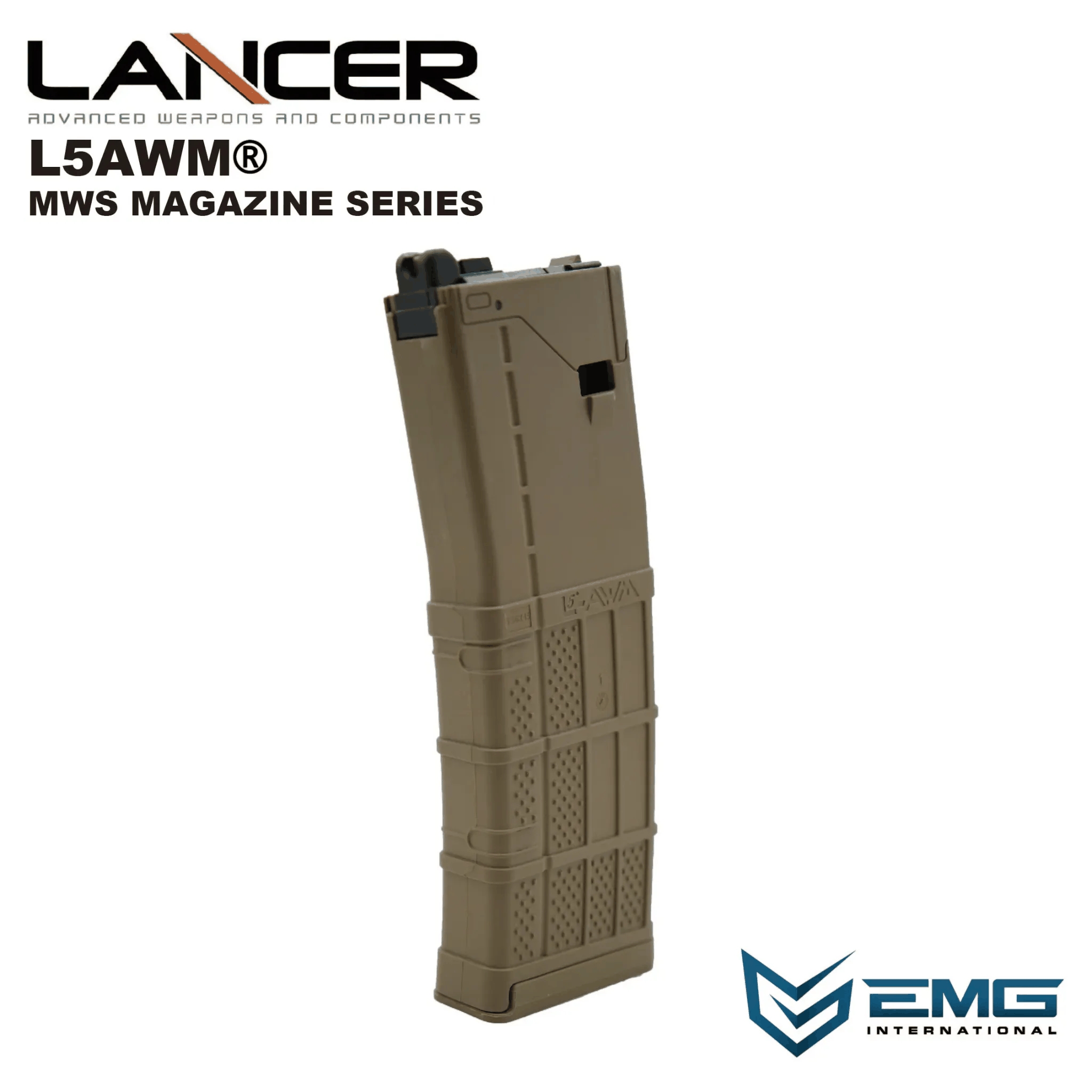 Angry Gun Lancer L5AWM V2 Gas Magazine for TM MWS, 35 BBs - Tan OD-A-LMWSM-556-FDE asgbox.pl Angry Gun Lancer L5AWM V2 Gas Magazine for TM MWS, 35 BBs - Tan - obrazek 2
