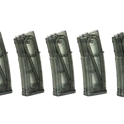 asgbox.pl - Zestaw 5 magazynków mid-cap 130 kulek do replik M4/M16 - przezroczysty
