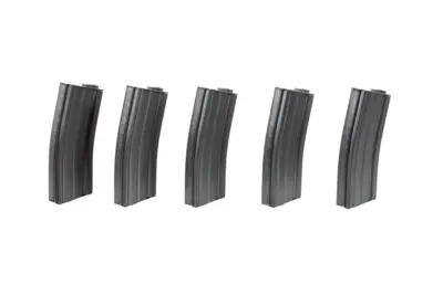 asgbox.pl - Zestaw 5 magazynków mid-cap 100 kulek do M4/M16 - szary